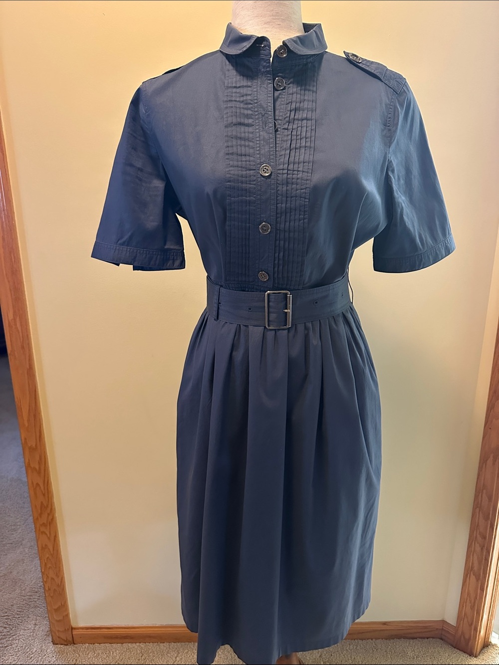 Burberry Brit Classic Navy Belted Shirt Dress - Women's